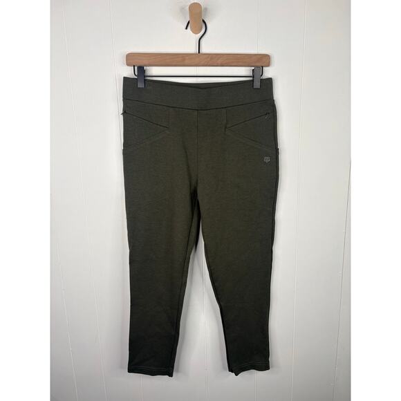 Betabrand Journey Pull On Pants Olive Green Size Medium Petite Short Zip Pocket - Picture 2 of 9
